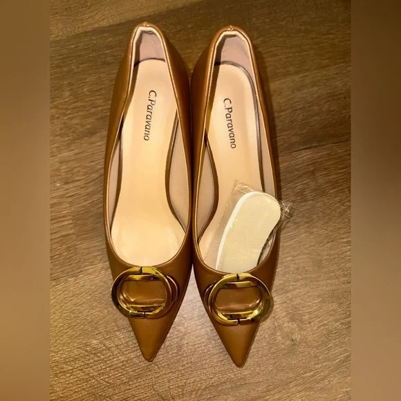 C. Paravano Stacked Metal Buckle Pumps (Olivia) - Size US 9 - Picture 6 of 6